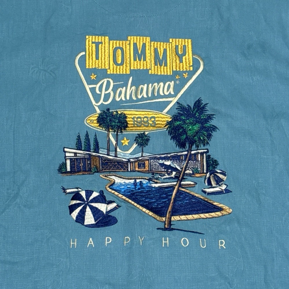 Tommy Bahama Silk Embroidered Retro Lounge Happy Hour Hawaiian Shirt Men's 3XL